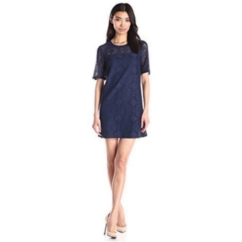 BCBGeneration Blue Lace Shift Dress | Size M